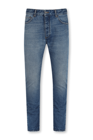 מכנסי ג'ינס סקיני עם פאץ' בנדנה בשטיפה בהירה PALM ANGELS