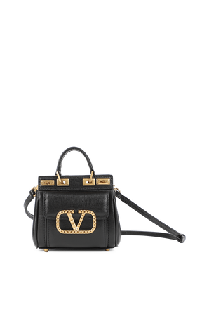 Micro Double Handle Bag in Black VALENTINO GARAVANI