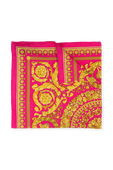 תמונה קידמית של Baroque Silk Scarf in Pink and Gold