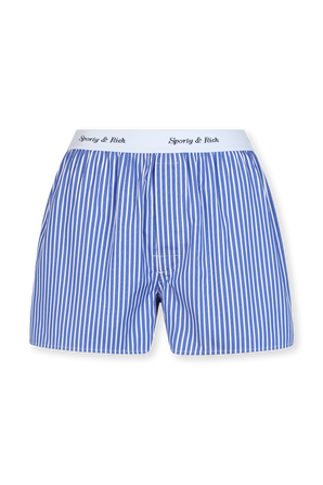 מכנסי לוגוטייפ קצרים עם פסים בגווני כחול ולבן SPORTY & RICH