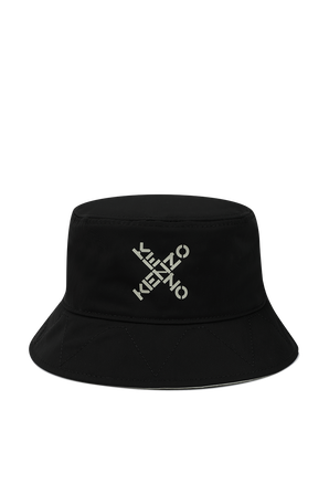 Reversible Bucket Hat in Black and White KENZO
