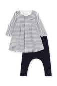 חליפה הכוללת מכנסי טייץ ושמלה עם שרוולים ארוכים - גילאי 3-24 חודשים PETIT BATEAU