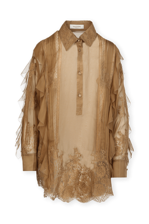 Lace Silk Blouse in Brown VALENTINO