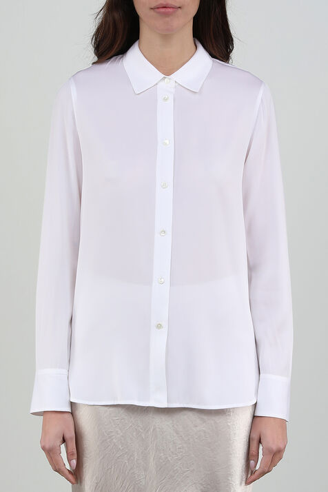 חולצת משי מכופתרת בגוון לבן VINCE