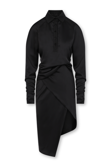 שמלה א-סימטרית בגוון שחור