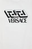 גילאי 8-14 חולצת טי לבנה עם לוגו VERSACE KIDS