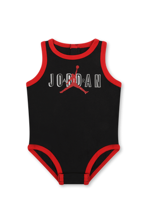 גילאי 0-9 חודשים סט שלושה בגדי גוף ג'ורדן בגווני שחור, אדום ולבן JORDAN
