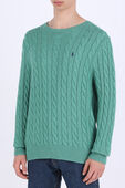 תמונת דוגמן קידמית של Cable-Knit Cotton Sweater in Green