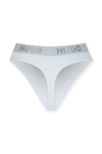 תחתוני חוטיני לבנים עם לוגוטייפ אפור HUGO