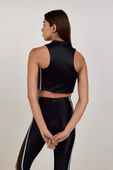 תמונת דוגמן אחורית של Satin Shine Full-Zip Tank Top Medium Support, B/C Cup *Stripe