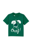גילאי 18-36 חודשים חולצת טי ירוקה עם דפוס כלב PETIT BATEAU