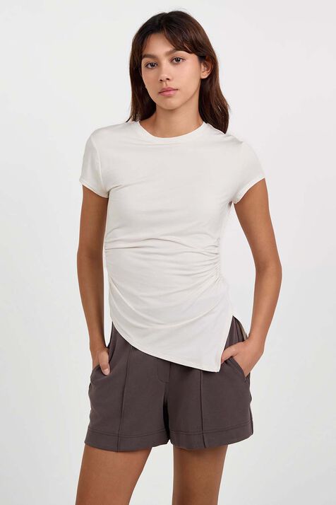 Modal-Silk Asymmetrical-Hem T-Shirt