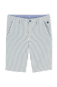 גילאי 6-12 מכנסי ברמודה פסים בגוון כחול PETIT BATEAU