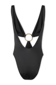 תמונה אחורית של One Piece Swimsuit With Ring in Black