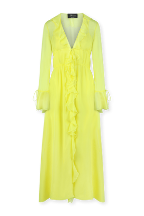שמלת מקסי שקופה ממשי בגוון צהוב BLUMARINE