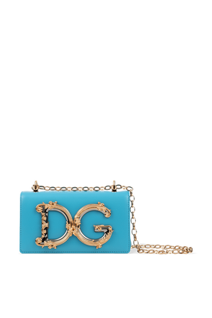 DG Girls phone bag in Light Blue Leather DOLCE & GABBANA