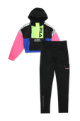 גילאי 4-16 סט ספורטיבי הכולל סווטשירט ניילון צבעוני ומכנסי טייץ שחורים FILA