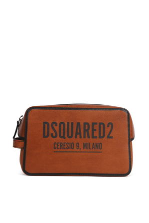 תיק נסיעות מעור בצבע חום DSQUARED2