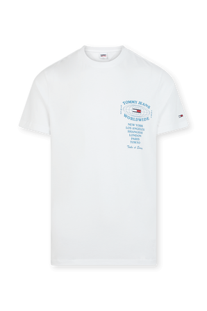 חולצת טי לבנה עם לוגו גלובוס כחול TOMMY HILFIGER