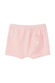 תמונה אחורית של גילאי 18-24 חודשים מכנסיים קצרים בוורוד עם אמרות צמודות