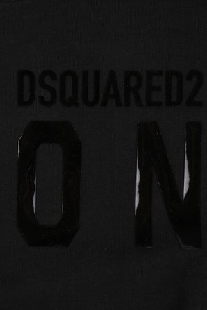 גילאי 4-16 סווטשירט שחור עם כיתוב מבריק על החזית DSQUARED2 KIDS