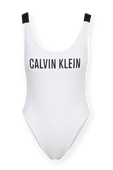 Low Back One Piece Swimsuit in White CALVIN KLEIN