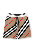 גילאי 3-14 מכנסי אריג קצרים דוגמת פסים אלכסונית BURBERRY