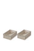 תמונה קידמית של שתי קופסאות אחסון מידה סמול בגוון אבן