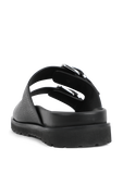 תמונה אחורית של סנדלי סוני שטוחים שחורים