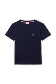 גילאי 2-12 חולצת טי בגוון נייבי עם פאץ' לוגו בחזה LACOSTE KIDS