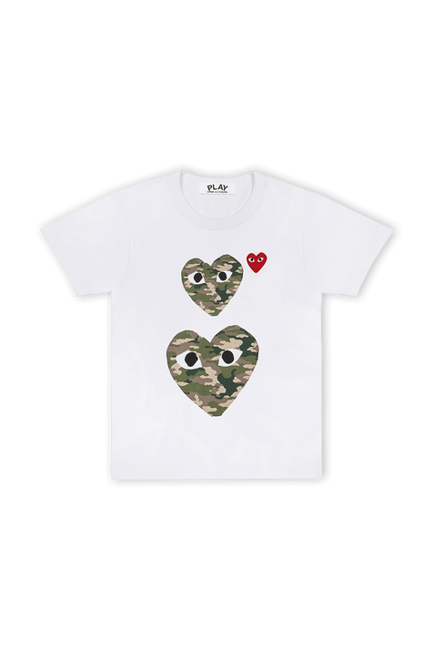 3 Hearts Play Camouflage Tee in White COMME des GARCONS