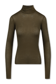 תמונה קידמית של Gaia Jersey Turtleneck in Olive