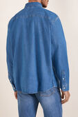 תמונת דוגמן אחורית של חולצת כפתורים ג'ינס