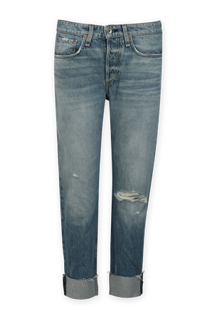 מכנסי ג'ינס בויפרד רוזה כחולים עם שפשופים RAG & BONE