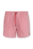 מכנסי גלישה בדפוס פסים אדום ולבן BOSS