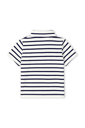 גילאי 18-36 חודשים חולצת פולו פסים עם לוגו רקום PETIT BATEAU