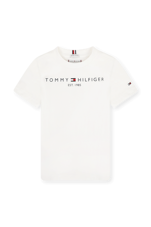 גילאי 8-16 חולצת טי לבנה עם הדפס לוגו TOMMY HILFIGER KIDS