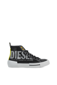 Mesh Logo High Top Sneakers in Black DIESEL