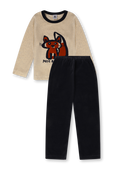 תמונה קידמית של סט פיג'מה ארוך עם הדפס חתול - גילאי 2-5