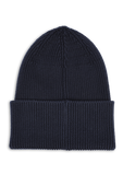 Boss X Russell Athletic Ribbed Beanie Hat in Dark Blue BOSS