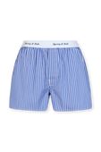 מכנסי לוגוטייפ קצרים עם פסים בגווני כחול ולבן SPORTY & RICH