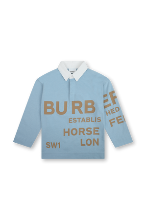 גילאי 3-14 חולצת פולו תכלת עם שרוולים ארוכים BURBERRY