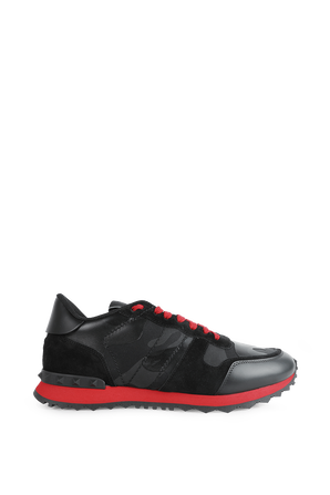 נעלי סניקרס שחורות ואדומות עם לשוניות ממותגות VALENTINO GARAVANI