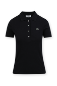 תמונה קידמית של Ribbed Cotton Polo Shirt in Dark Blue