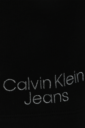 מכנסי ג'וג קצרים שחורים עם לוגו רקום CALVIN KLEIN
