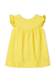 תמונה קידמית של גילאי 18-36 חודשים שמלת מיני צהובה
