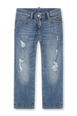 גילאי 4-16 מכנסי ג'ינס בהירים עם פרמים DSQUARED2 KIDS