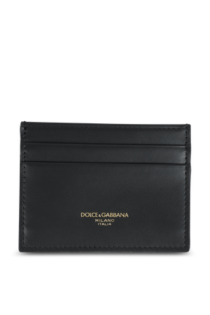 Card Holder with Printed Logo in Black Leather DOLCE & GABBANA