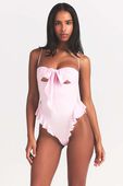 תמונת דוגמן קידמית של STRETCH SATIN TIE FRONT TEDDY