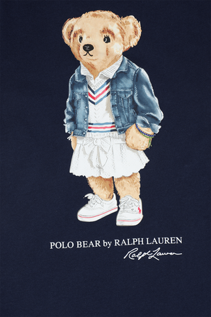 גילאי 8-16 שמלת מידי כחולה עם הדפס דובי POLO RALPH LAUREN KIDS